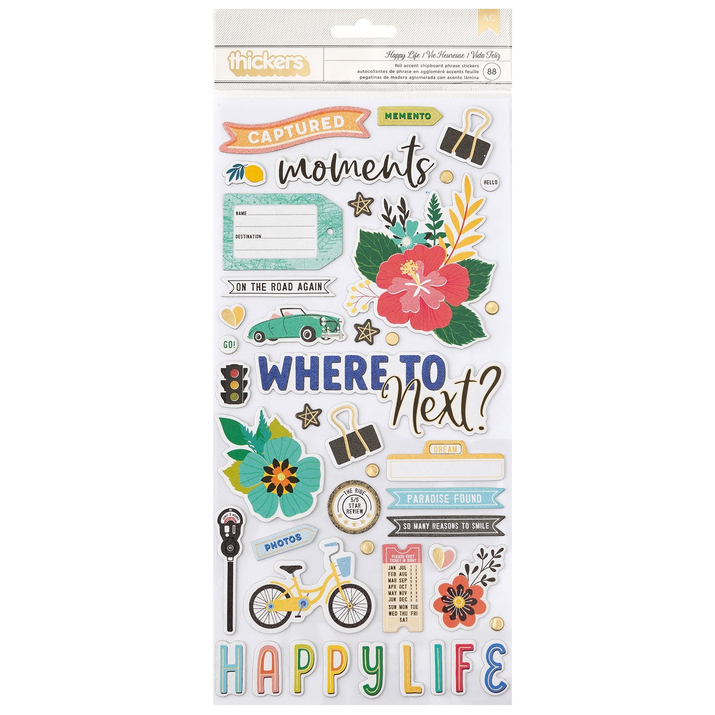 Where to Next Thickers - Happy Life Chipboard Phrases