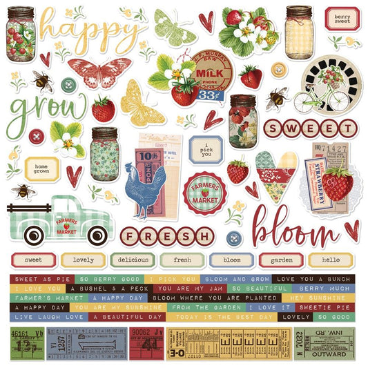 Simple Vintage Berry Fields 12x12 Stickers